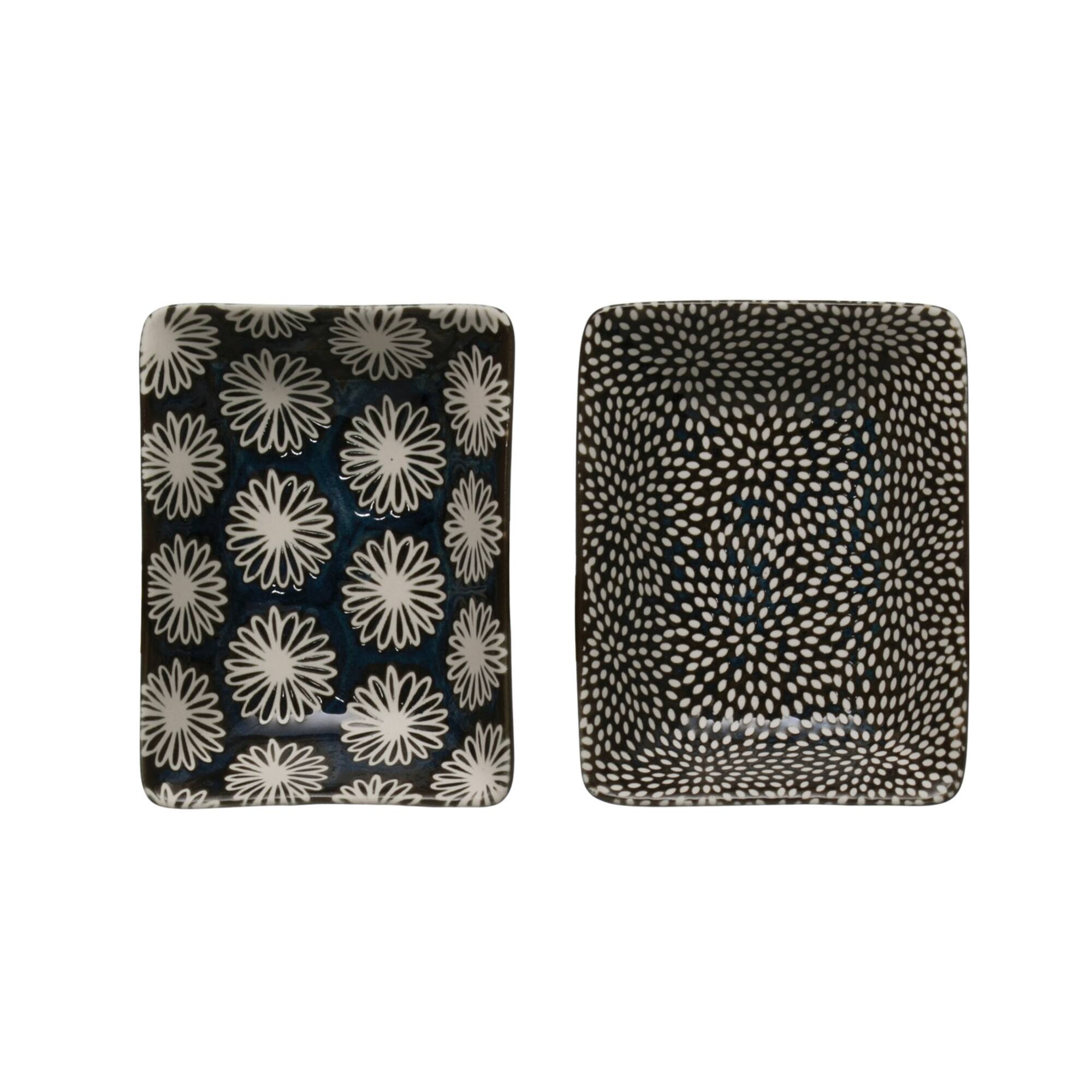 Hello Honey® 3.75" Blue & White Rectangle Stoneware Dish Set